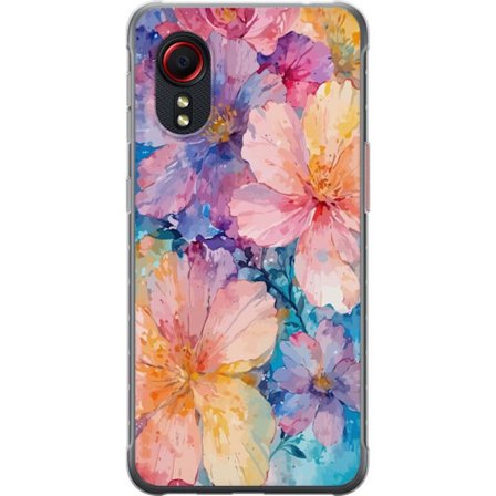 Kompatibel Mobilcover til Samsung Samsung Galaxy Xcover 5 Vandfarve maleri med store blomster i lyserød, blå og gul toner i en blød kunstnerisk sti