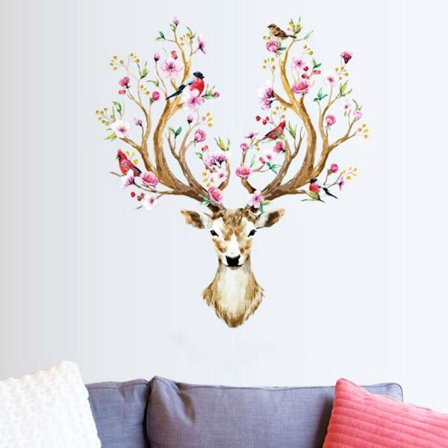 Hjortdjur med blommor vägg klistermärken