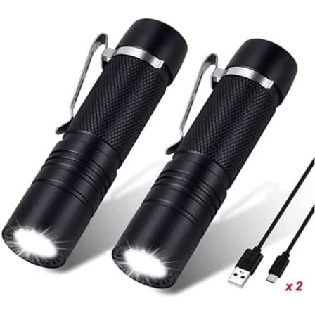 2 st ficklampor, laddningsbara USB-ficklampor, ljusa mini-ficklampor
