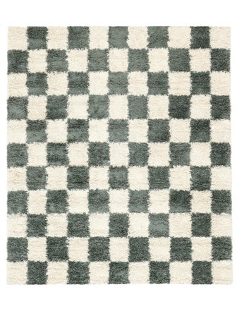 Chessie 200X200 Green/Off White Checkered Square Rug