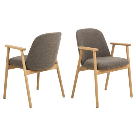 Lund spisebordsstol, Eg/Stof - Mørk Beige - 55,5x57x80,5cm - Behagelig & Stilfuld stol med PU skum, polyester & akryl - Perfekt til spisestuen