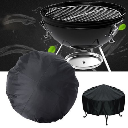 112cm Utendørs Rund Svart Rund Vanntett Bbq Grilltrekk Støvtrekk Terrasseplass Bålpanne Trekk