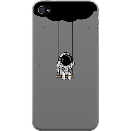 Kompatibel Mobilcover til Apple Apple iPhone 4s Sød astronaut der sidder på gyngestativet under en mørk sky, minimalistisk illustration perfekt til