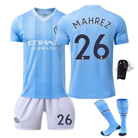 Manchester City 23-24 hemmatröja fotbollströja nr 9 Haaland 10 Grealish 17 De Bruyne första upplagan No. 26 + socks protector XXL