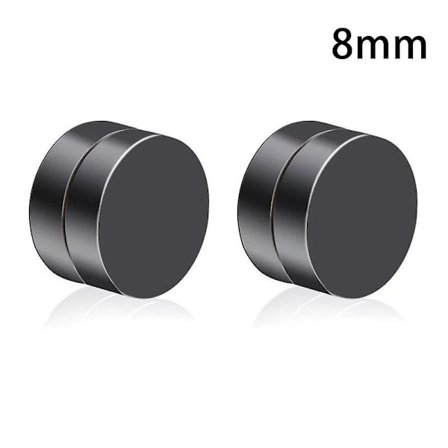 Magnetic Earrings Gothic Stainless Steel Round Ear Stud Black Unisex 6/8/10/12mm