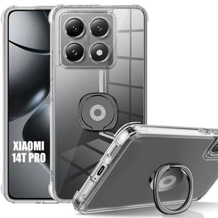 Coque til Xiaomi 14T Pro Stødabsorbant Transparent med Justerbar Sort Støtte - EFConnection