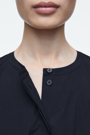 COS Bawełniana Sukienka Midi O Kroju Oversize in Niebieski