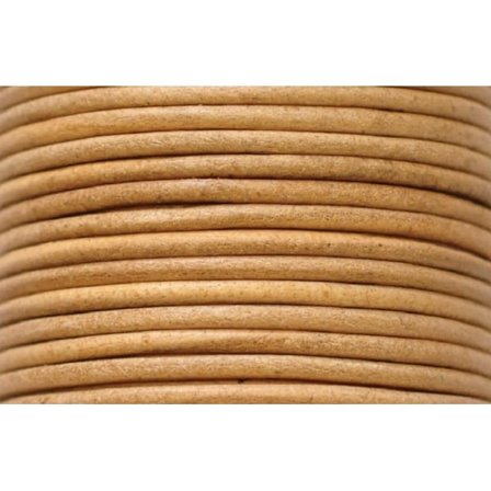 3 meter naturfärgad läderrem 2 mm. tjock