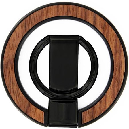 Ny metall för MagSafe Ringfäste Ny mobiltelefonringspänne Skrivbordsfäste (Valnötsträ)