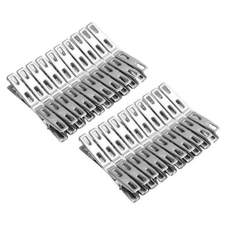 60 stk. rustfrit stål klemmer til tøj, vindafvisende klemmer