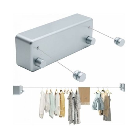 4,2 m Utdragbar tvättlina för inomhus- och utomhusbruk, portabel väggmonterad för badrum