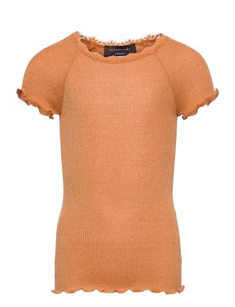 Silk T-Shirt Regular Ss W/ Lurex Orange Rosemunde Kids