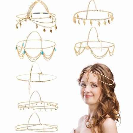 8 stycken guldhuvudkedjasmynt Boho pannband Huvudkedjemynt P