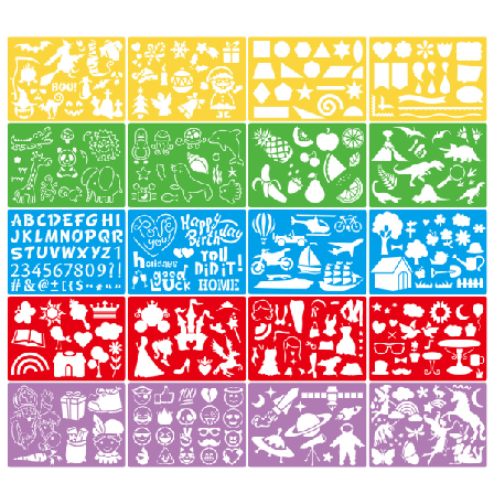 20 stk. DIY-sjablonger for barn - Morsomt sett med plast - ÉN STØRRELSE