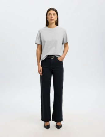 Selected Slfessential Ss Boxy Tee Noos - Grey - M