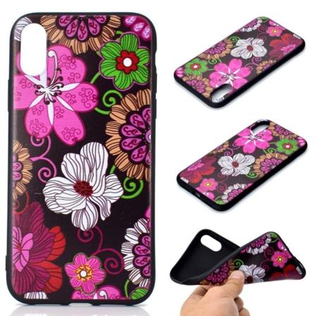 iPhone Xs Max mobilskal silikon tryckmönster – Vackra blommor multifärg