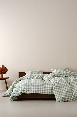 Jotex - Pussilakanasetti Yhden Hengen Vuode Orgaaninen Harmaanvihr/valk Harmaanvihr/valk - LAUREN - Osta Kapeat sängyt Jotex