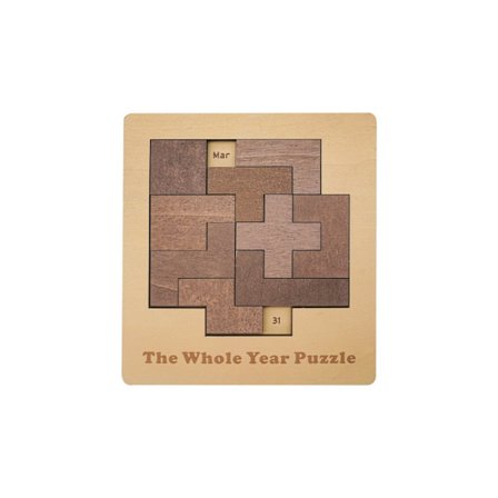 The Whole Year Puzzle, Permanent Puzzle Challenge Kalender, Pædagogisk Geometri Hjernetrim, Sjovt Kreativt Legetøj i Træ