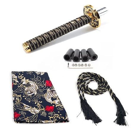 Yleismallinen Vaihdekepin Nuppi Pölysuojus Sovittimilla ja 200MM JDM Katana Samurai Miekka Auto Vaihdekeppi