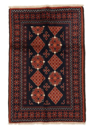 Beluch Vloerkleed Oosters Zwart/Donkerrood (Wol, Perzië/Iran)