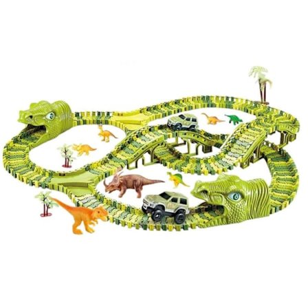 Stor Bilbane til Børn - Dinosaur YY Grøn