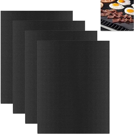 Sæt med 4 grillmåtter - BBQ bagemåtte - 40x50cm - Ovn måtte - BBQ bagemåtte - Måtte & bageplade