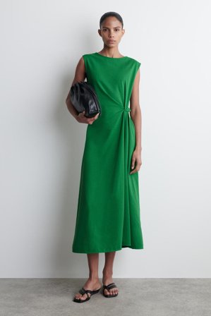 COS Women's Twist Detail Midi Dress in Green