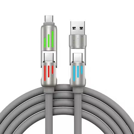 240W 4-i-1 USB-C Kabel - PD Snabbladdning Grå (iPhone/Samsung)