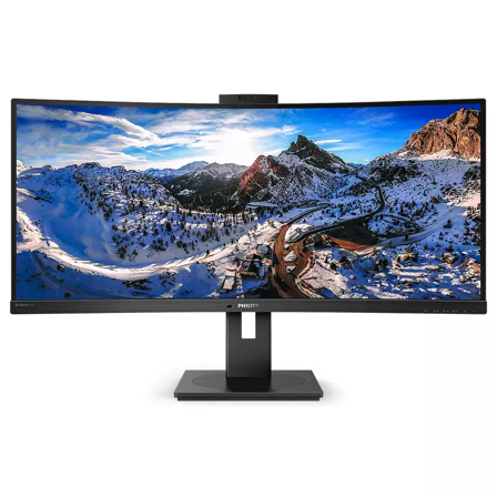 Philips 34" Ultrawide Buet WQHD DisplayHDR 400, Windows Hello pop-up-webkamera, KVM-bryter