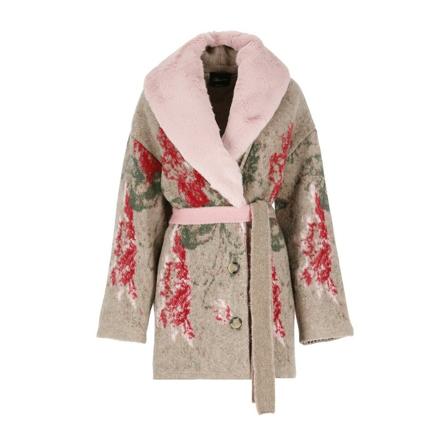 Blumarine Belted Coats Pink, Dame Uldfrakker