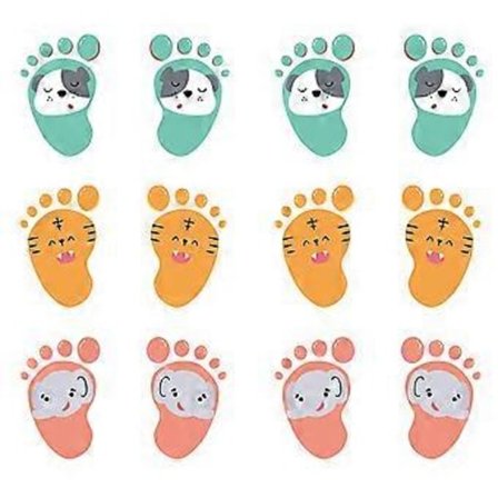 12 stk. små fotavtrykk klistremerker gulvklistremerker for barnehage, klebrige fotavtrykk klistremerker