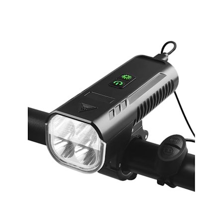 Cykel Framlampa med Signalhorn 1000 Lumen USB Uppladdningsbar Vattentät Cykelstrålkastare Cykling Nattlampa 8 Lägen Svart