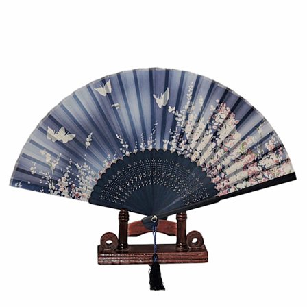 Vifte - Sommerfugler med blomster [M6] - Lyseblå [Blå]