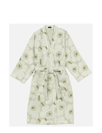 Marimekko Home Pieni Unikko Bathrobe - Khaki green - S
