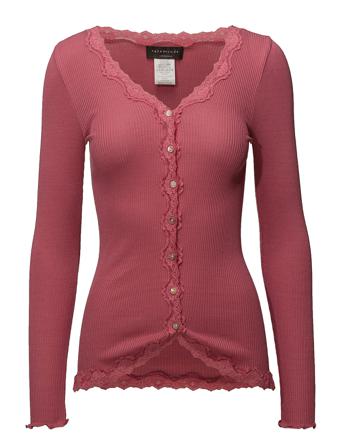 Silk Cardigan W/ Lace Strikket Trøje Cardigan Lyserød Rosemunde