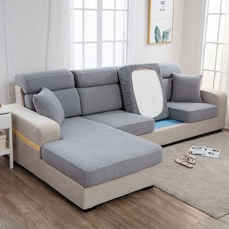 Ensfarvet Sofabetræk LYS GRÅ 2-SÆDER 2-SÆDER