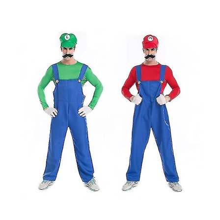 Halloween Super Mario, Luigi Bros Fancy Dress Cosplay Kostyme (voksenklær)