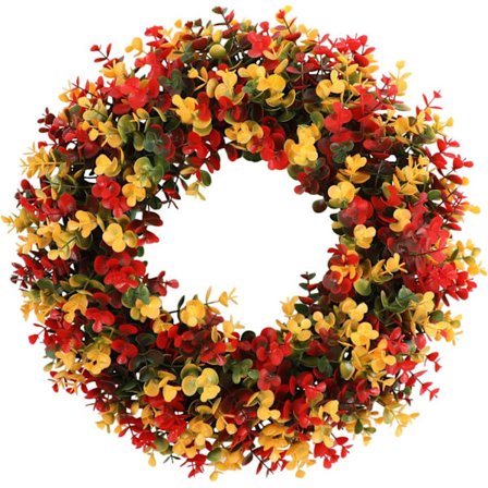 Efterårs krans 19 tommer Kunstig Simuleret Blandede Blade Julekrans Hængende Realistisk Efterårs krans til Entrédør Vægge Vinduer Store Kranser Stor