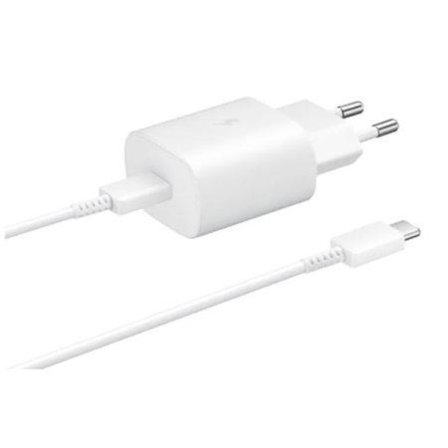 20W Hurtigopladningsadapter til Samsung + 1M Kabel Hvid 25W + 1m kabel hvid