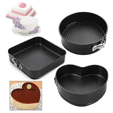 3 stk DIY Kakeform Avtakbar Kvadrat Rund Hjerte
