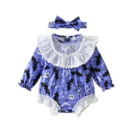 Spädbarnssömmar För Halloween Bodysuit Pumpkin Print Romper