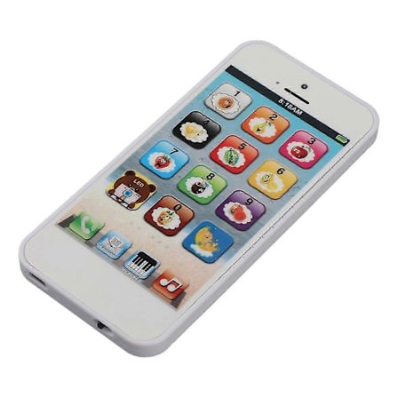 Legetøjssmartphone til børn med musikafspiller, farverig LED-belysning, 8 tilstande, falsk mobiltelefon, touchscreen-læringslegetøj med USB-kabel, 