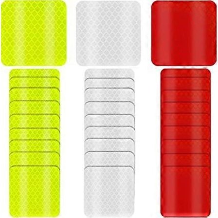 30 stk. advarselrefleks-klistremerker til bil (kvadratiske), sikkerhetsrefleks-klistremerker, nattsikts-vanntett refleks-klistremerker, punktrefleks-