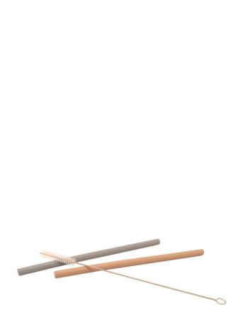 Silic Straws With Cleaning Brush, Sold In Sets Of 2 Home Meal Time Water Bottle Accessories Multi/mønstret Magni Toys