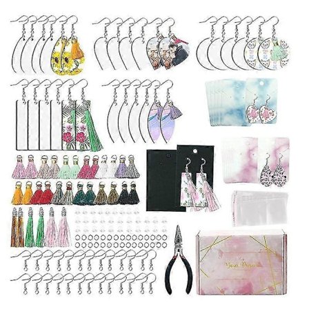 182 kpl Sublimaatiokorvakorupohjia, lämpösiirtokorvakorusetit korvakoru koukuilla, tee-se-itse-projekteihin