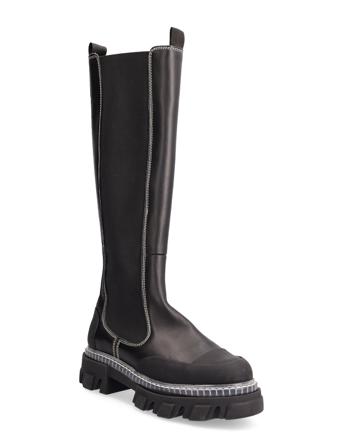 Cleated High Chelsea Boot Lange Støvler Sort Ganni