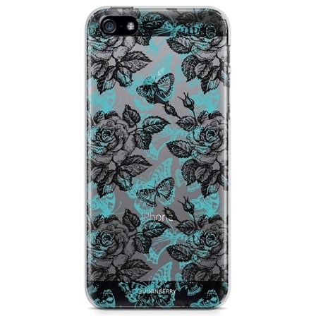Bjornberry iPhone 5/5S/SE TPU Skal - Fjärilar & Rosor