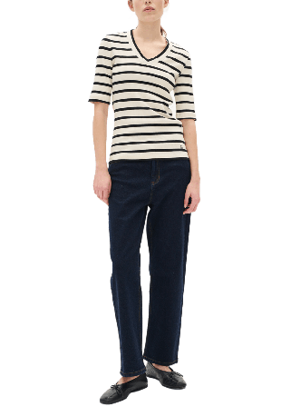 Inwear DagnaIW Striped V T-Shirt T-shirts Dam Svart XXL