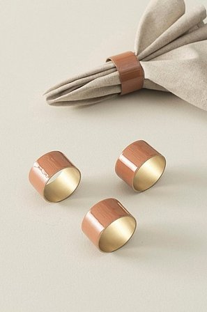 Jotex - Obrączka Do Serwetek, 4 Sztuki Brązowy/Złoty - CIERRA - Kup Akcesoria kuchenne firmy Jotex