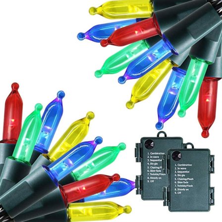 Ulkojouluvalot paristokäyttöiset 50 LED minivalosarja